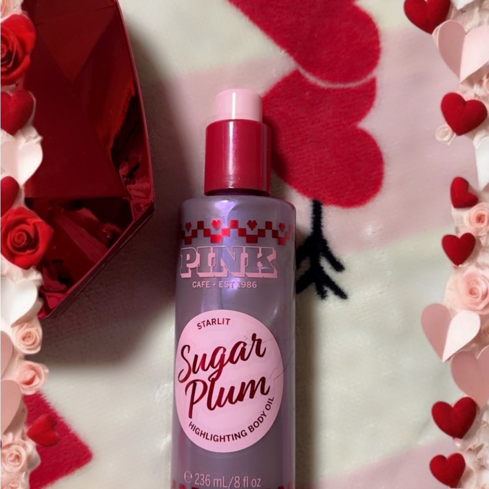 PINK Victoria's Secret Sugar Plum Highlighting Body Oil - Red and Pink